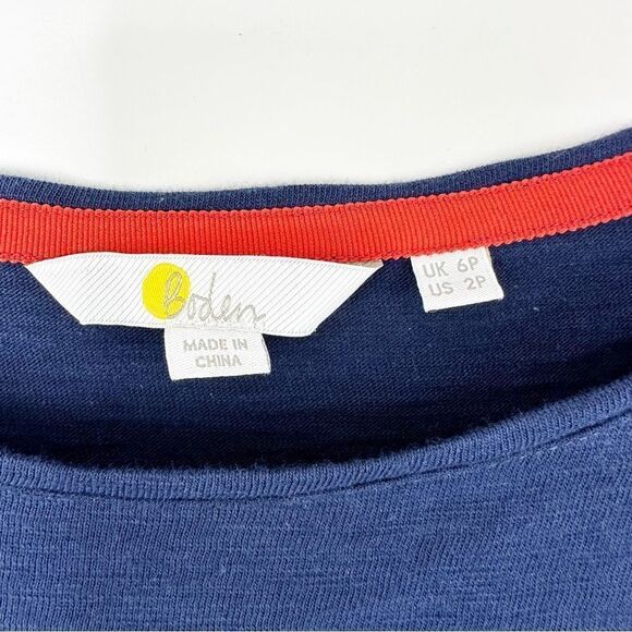 Boden Paulina Jersey Dress Navy Striped Short Sleeve, Size 2 Petite - Picture 4 of 11